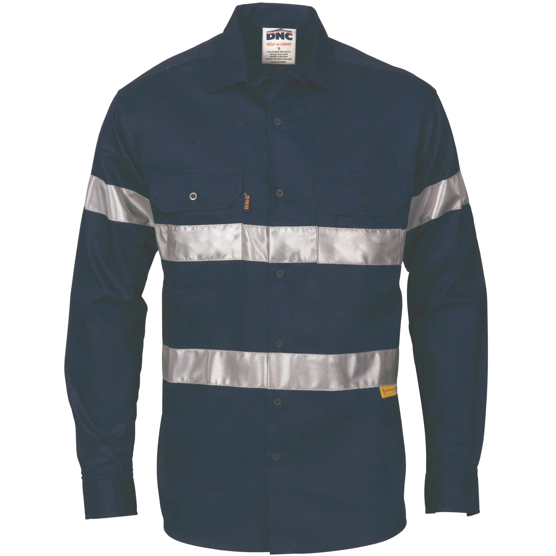 Dnc Workwear Hi-vis Cool-breeze Long Sleeve Cotton Shirt With Generic Reflective Tape - 3967 Metro Workwear.