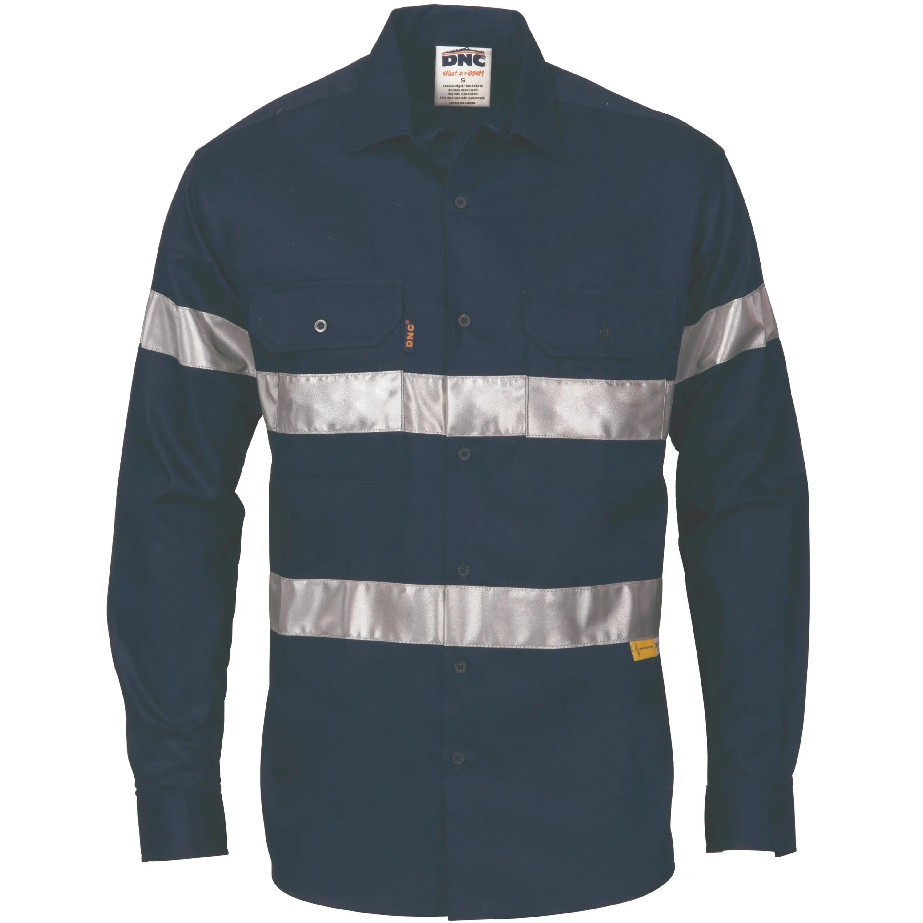 Dnc Workwear Hi-vis Cool-breeze Long Sleeve Cotton Shirt With Generic Reflective Tape - 3967 Metro Workwear.