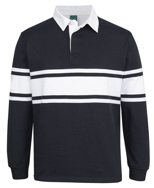 Jb's 3 Stripe Yarn Dyed Rugby Polo Shirt 3RY3 in Black/White
