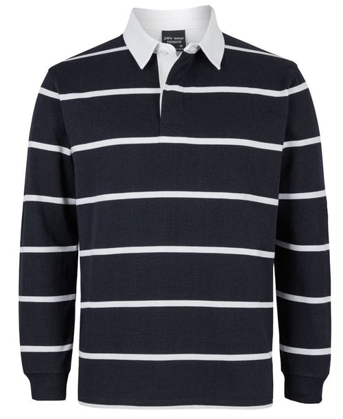 Jb's Yarn Dyed Rugby Polo Shirt 3RYD in Black/White