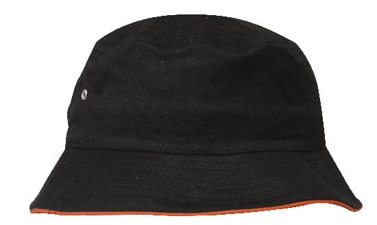 Headwear Bucket Hat With Sandwich Trim Brushed Heavy Sports Twill  *no Sandwich* X12 Metro Workwear.