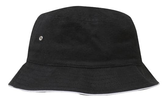 Headwear Bucket Hat With Sandwich Trim Brushed Heavy Sports Twill  *no Sandwich* X12 Metro Workwear.