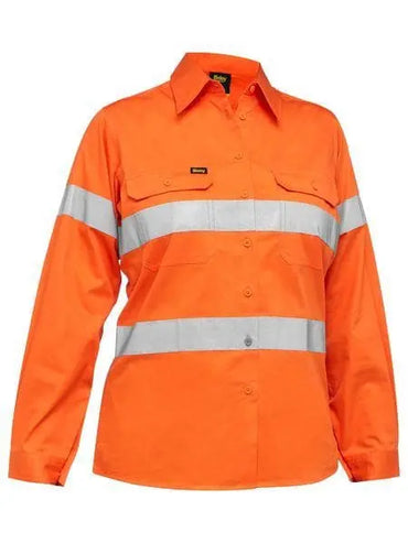 Bisley Women's Taped Hi Vis Cool Lightweight Drill Shirt BL6897 Metro Workwear.