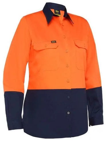 Bisley Women's Lightweight Hi Vis Cotton Drill Long Sleeve Shirt BL6895