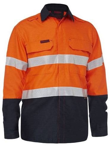 Bisley Workwear Apex 185 Taped Hi Vis Fire Retardant Ripstop Vented Shirt BS8438T Metro Workwear.