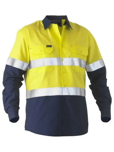 Bisley Long Sleeve Taped Two Tone Hi Vis Recycled Drill Shirt BS6996T