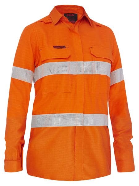 Bisley Apex 185 Women's Taped Hi Vis FR Vented Shirt BL8439T Metro Workwear.