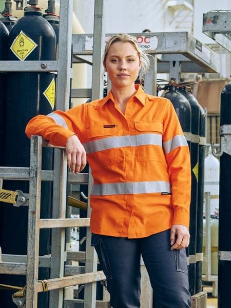 Bisley Apex 160 Women's Taped Hi Vis FR Vented Shirt BL8339T Metro Workwear.