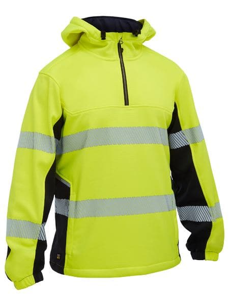 Bisley Taped Hi Vis Liquid Repellent Fleece Hoodie BJ6517T Metro Workwear.