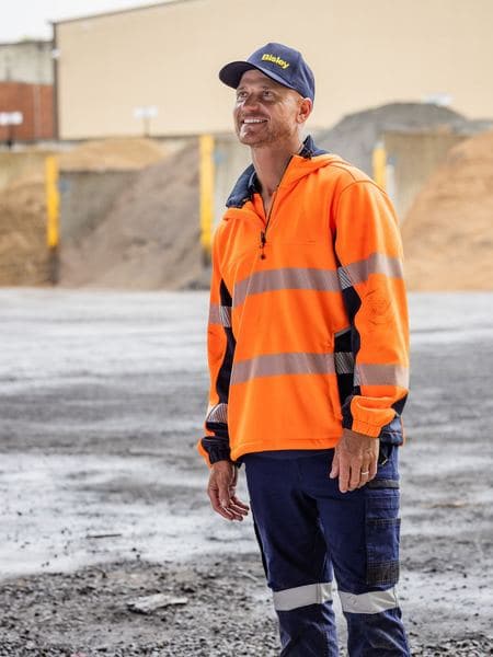 Bisley Taped Hi Vis Liquid Repellent Fleece Hoodie BJ6517T Metro Workwear.