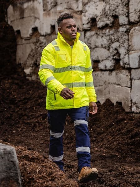 Bisley Taped Hi Vis Heated Jacket with Hood BJ6842T Metro Workwear.