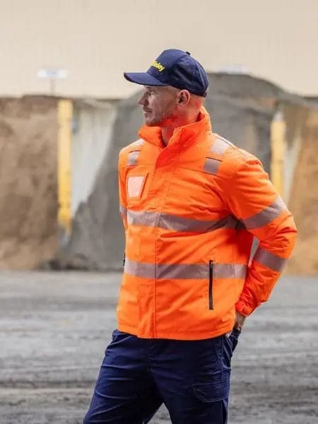 Bisley Workwear Taped Hi Vis Heated Jacket with Hood BJ6842T in Orange