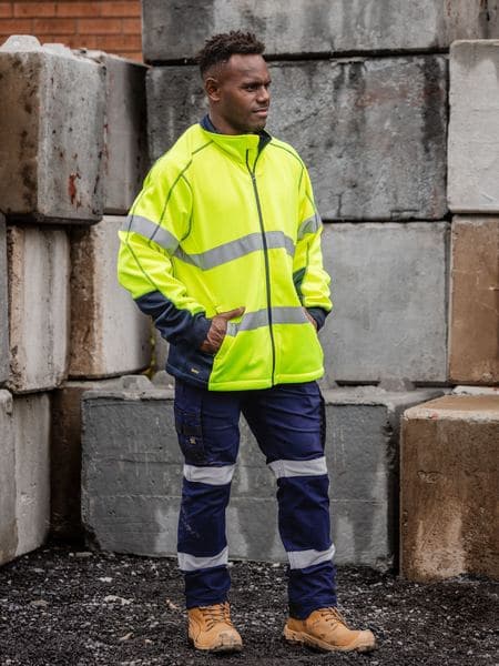 Bisley Men's Taped Hi Vis Zip Front Fleece BK6611T Metro Workwear.
