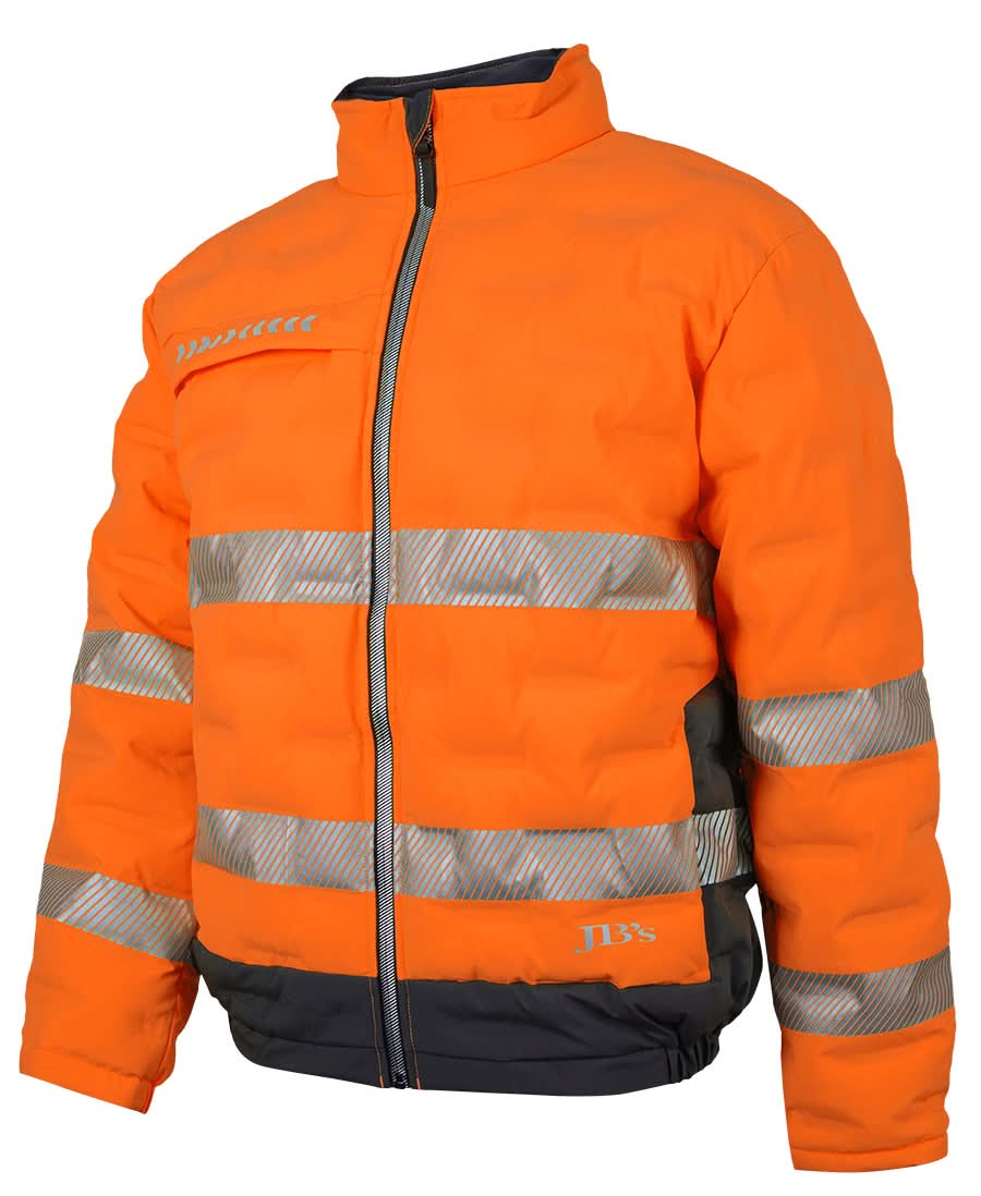 Jb's Hi Vis Graphene Puffer Taped Jacket 6DGJ Metro Workwear.