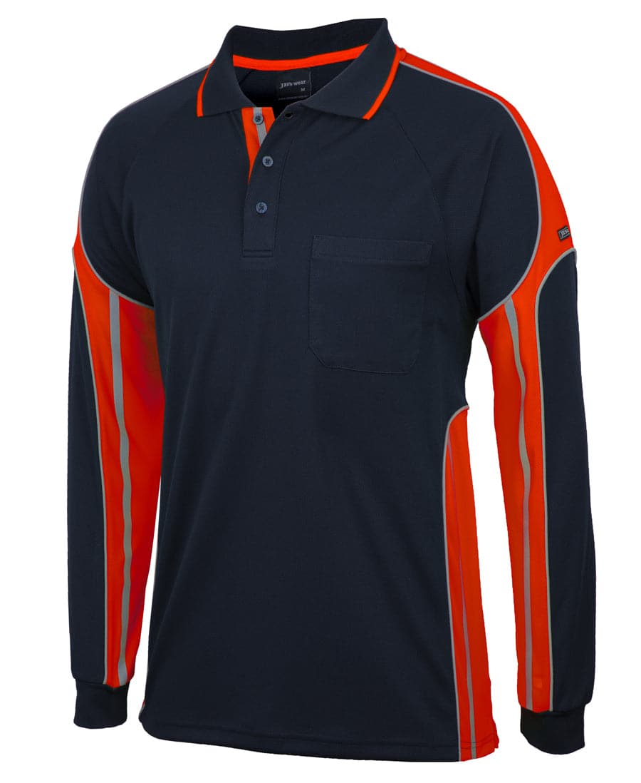 JB's Hi-Vis Long Sleeve Street Panel Polo 6SPPL Metro Workwear.