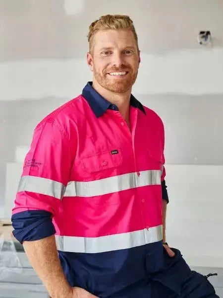 Bisley Workwear 3m Taped Cool Lightweight Hi Vis Long Sleeve Shirt BS6896