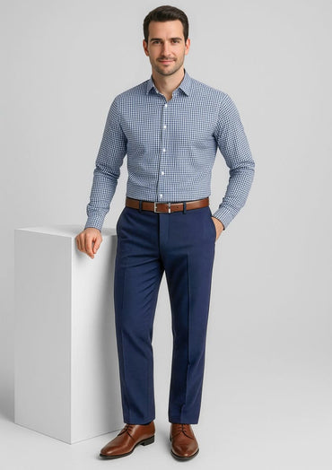 Biz Corporates Mens Flat Front Pant 74012 in Navy