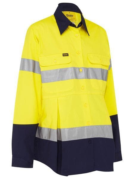 Women's Taped Hi Vis Maternity Drill Shirt BLM6456T Metro Workwear.