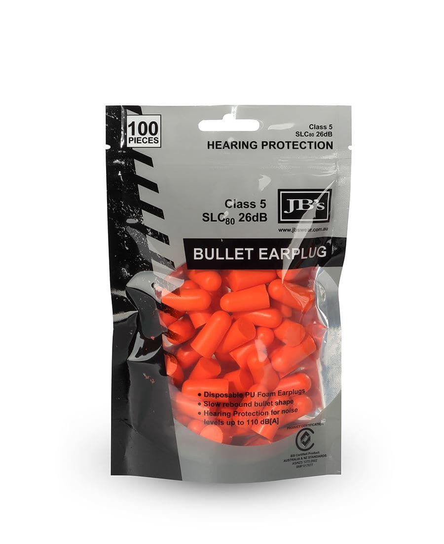 JB's  BULLET SHAPED EARPLUG (100 PIECES) 8P040 Metro Workwear.
