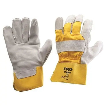 Pro Choice Yellow Cotton Back/cowsplit Leather Palm - Heavy Duty Glove X12 - 940GY