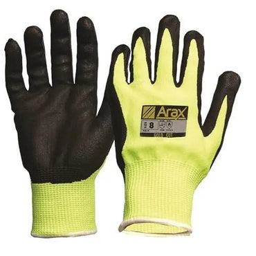Pro Choice Arax Gold, Nitrile Sand Dip On Hi-vis Yellow Liner Glove X 12 - AFYN Metro Workwear.