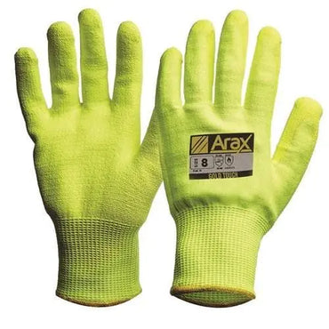 Pro Choice Arax Gold Hi Vis Gloves Yellow Pu Dip Palm Afypu Glove - AFYPU Metro Workwear.