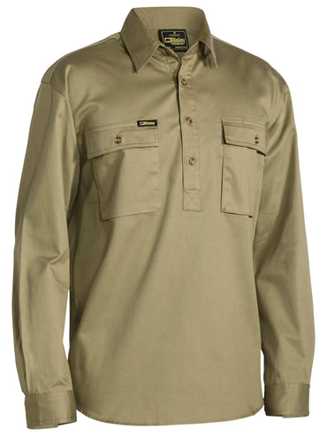 Bisley Workwear Closed Front Cotton Drill Long Sleeve Shirt BSC6433 Metro Workwear.