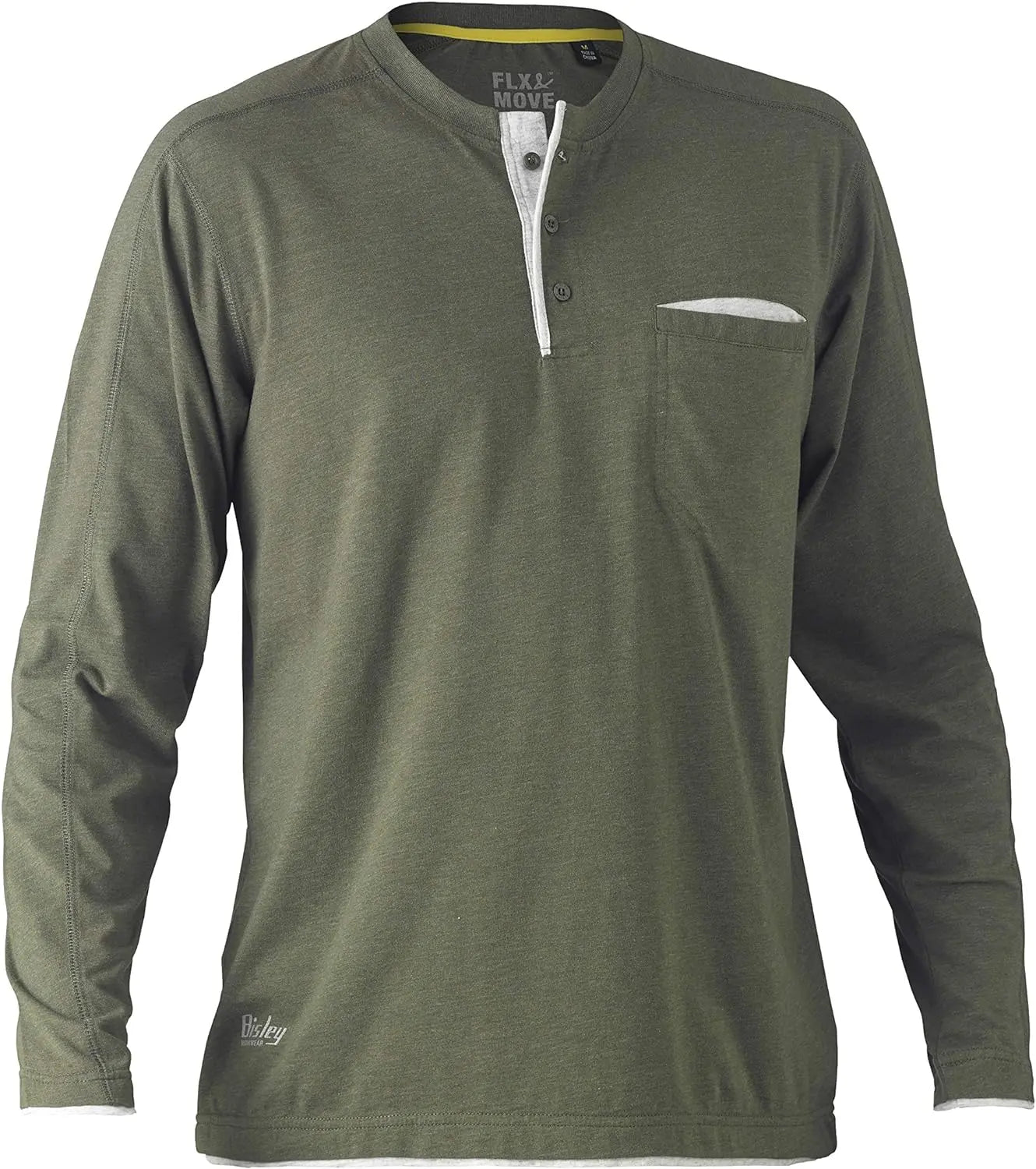 Bisley Workwear Flex & Move™ Cotton Henley Tee Long Sleeve BK6932 Metro Workwear.