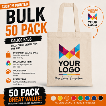 Full Colour Digital Print Calico Bags x 50