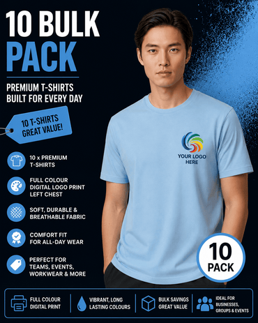 Printed Biz Collection Cotton Tees 10 Pack