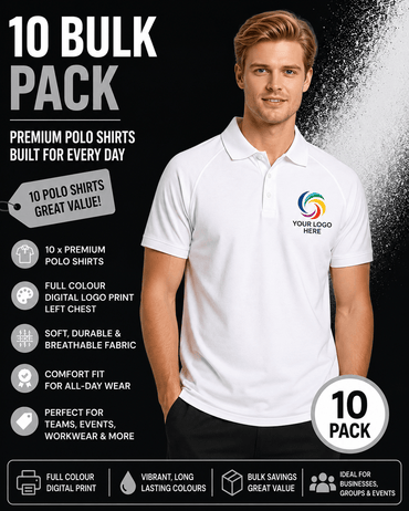 10 x Biz Printed Sprint Polos Shirts P300MS