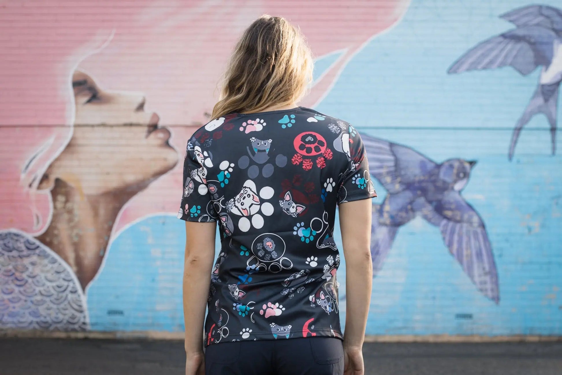 Softies Women's Dog Paw's Slim Fit Fun Scrub Top DPOT01  Simply Scrubs Australia