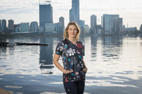 Softies Women's Dog Paw's Slim Fit Fun Scrub Top DPOT01  Simply Scrubs Australia