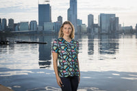 Softies Women's Dino Party Slim Fit Fun Scrub Top DPOT01  Simply Scrubs Australia