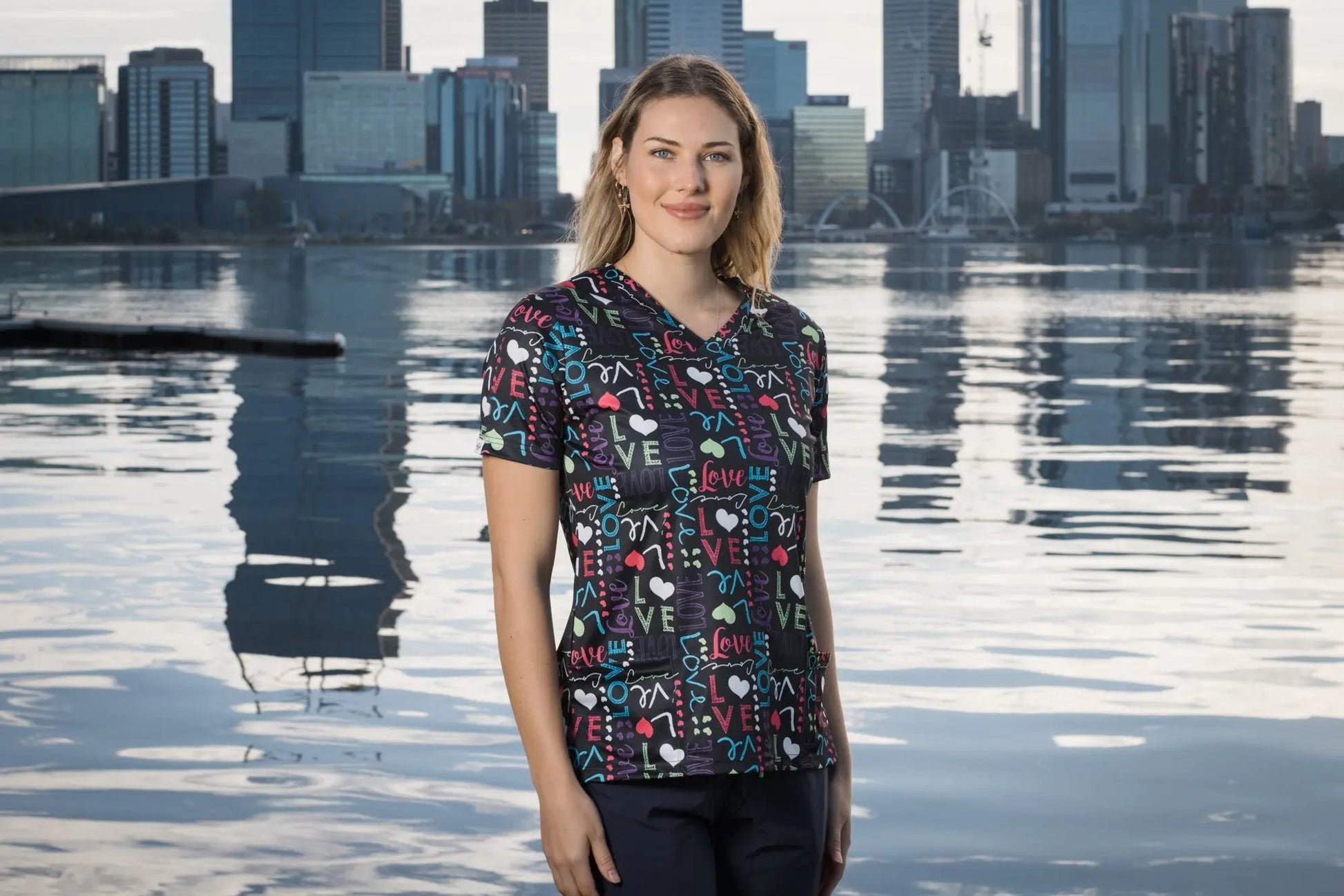 Softies Women's Love Life Slim Fit Fun Scrub Top LLOT01  Simply Scrubs Australia