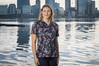 Softies Women's Pink Ribbons Slim Fit Fun Scrub Top PROT013 - Simply Scrubs Australia