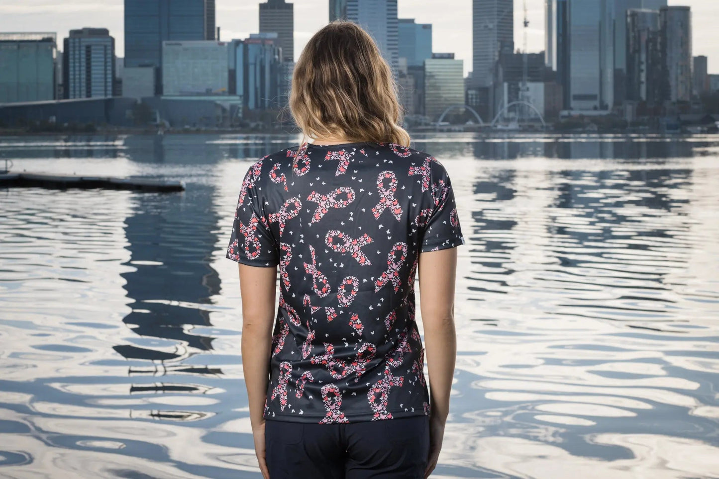 Softies Women's Pink Ribbons Slim Fit Fun Scrub Top PROT015 - Simply Scrubs Australia