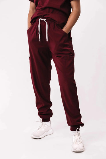 Softies London Unisex Premium Scrub Jogger Cargo Pants LP01 in Red Wine