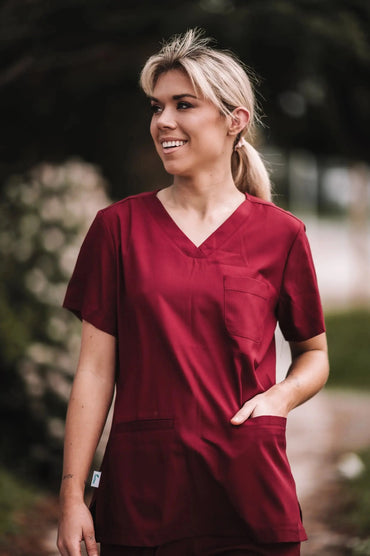Softies London Women’s Premium Scrub Top LT01 in Red Wine