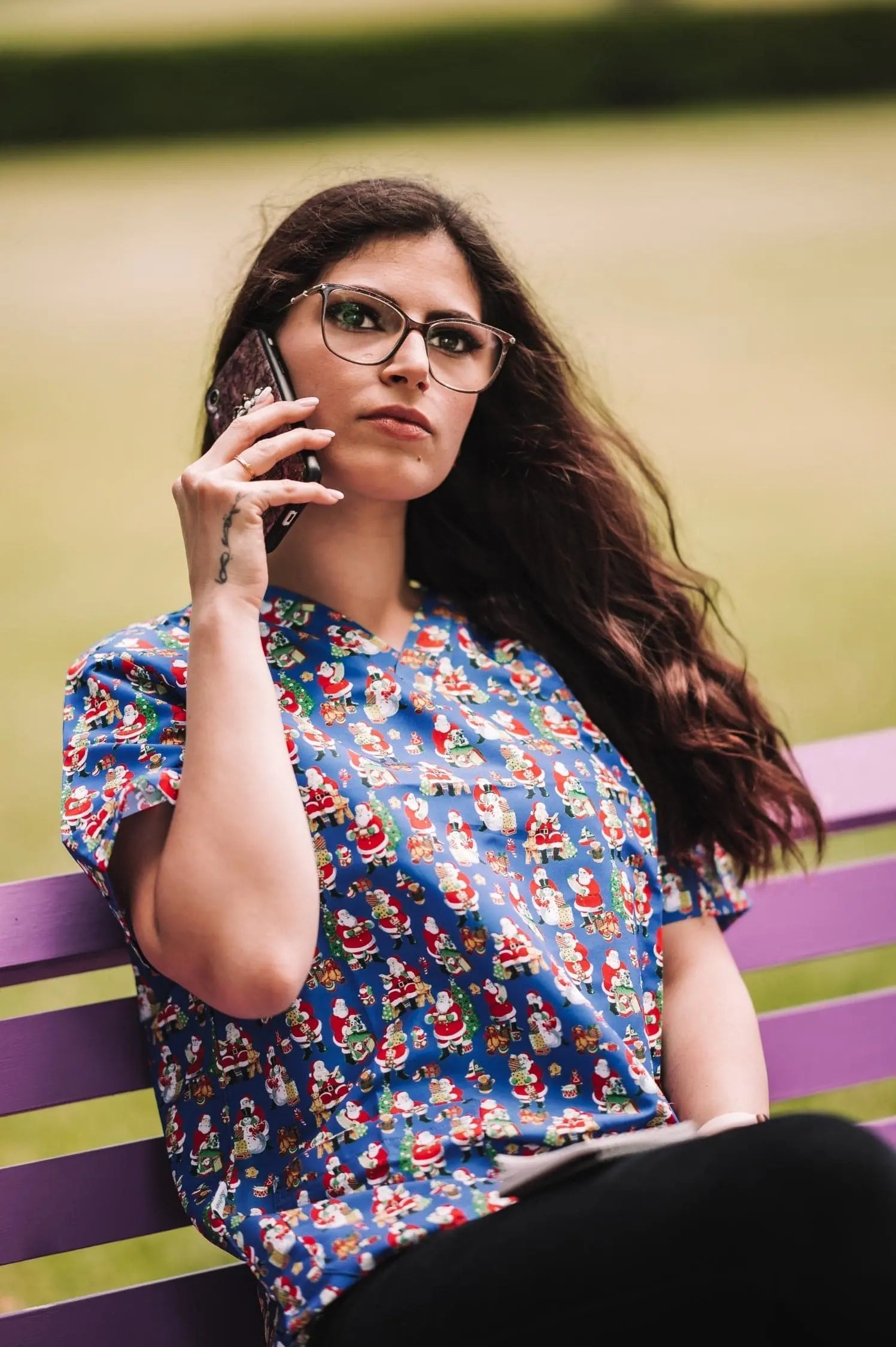 Unisex Christmas Scrubs Top Printed SS01 Metro Workwear.