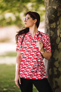 Unisex Christmas Scrubs Top Printed SS01 Metro Workwear.