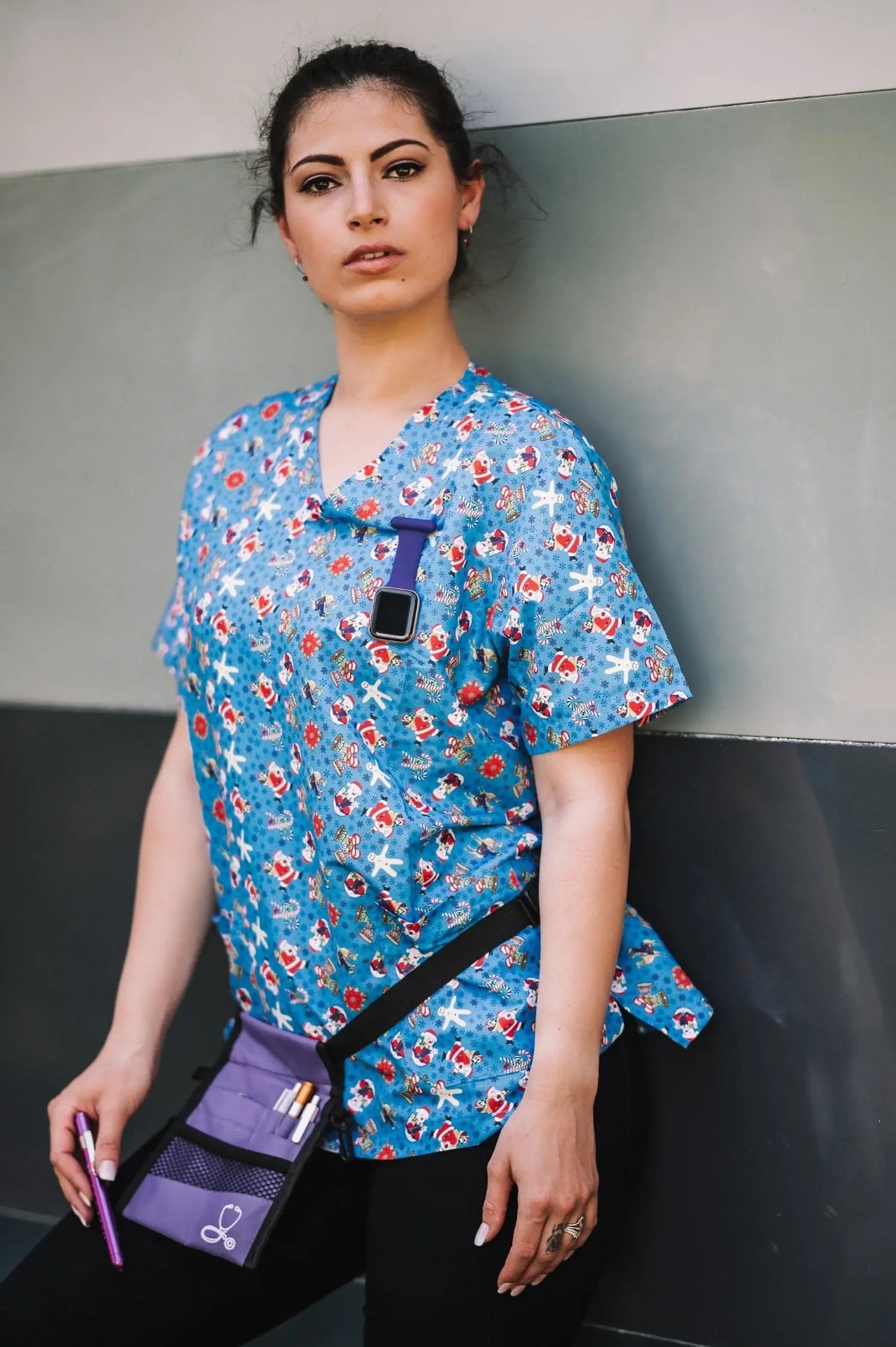 Unisex Christmas Scrubs Top Printed SS01 Metro Workwear.