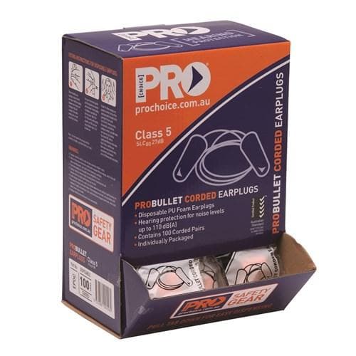 Pro Choice Pro-bullet Pu Earplugs Corded - Box Of 100 - EPOC Metro Workwear.
