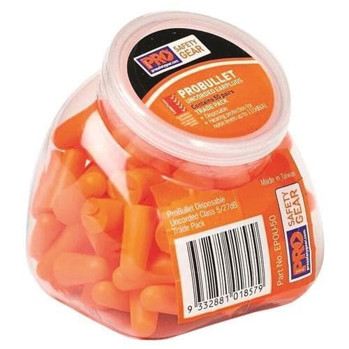 Pro Choice Pro-bullet Pu Earplugs Uncorded - 50 Pairs In Resealable Tradie Pod - EPOU-50 Metro Workwear.