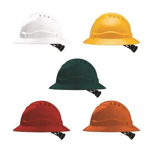 Pro Choice Hard Hat V6- Vented Full Brim, 6 Point Harness Ratchet Harness - HHV6FB Metro Workwear.