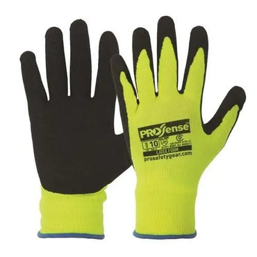 Pro Choice Black Latex Foam On Hi Vis Yellow Nylon Liner Glove X12 - LFN
