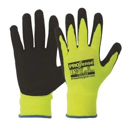 Pro Choice Black Latex Foam On Hi Vis Yellow Nylon Liner Glove X12 - LFN Metro Workwear.