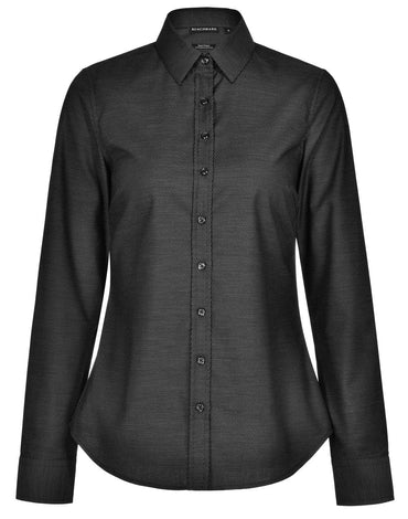 Women's Dot Jacquard Stretch Long Sleeve Ascot Shirt M8400L