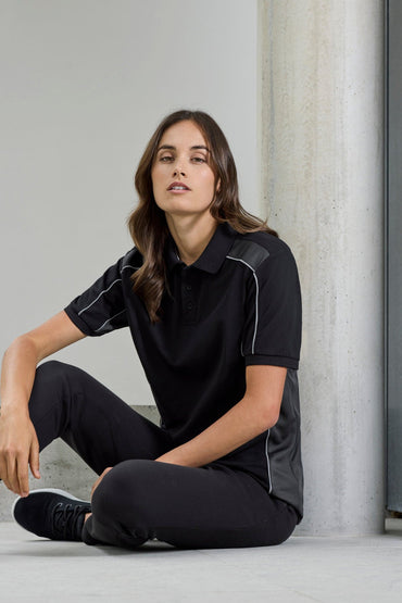 Biz Collection Unisex Grid Moto Polo Shirt P413US Metro Workwear.