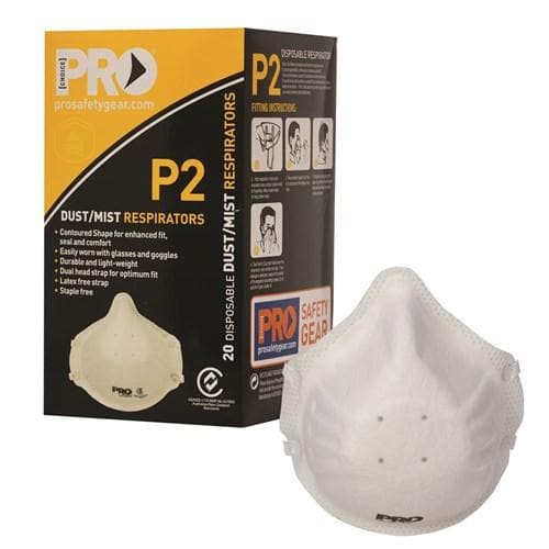 Pro Choice Respirator P2 Dust Mask, No Valve PC305 Pack of 20 Metro Workwear.